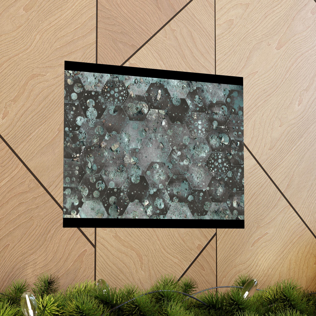 Abstracte zeshoekige poster in aquamatte kleur 