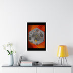 Abstract Hex Moon Poster — Orange Red Floral Background Matte Vertical Art Print