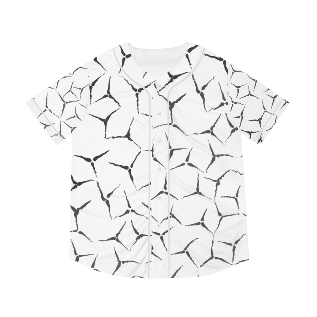 Abstract Black & White Cracked Pattern Baseball Jersey