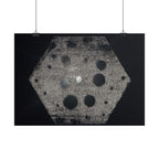 Abstracte zeshoekige poster — Minimalistische horizontale wanddecoratie in zwart-grijs 