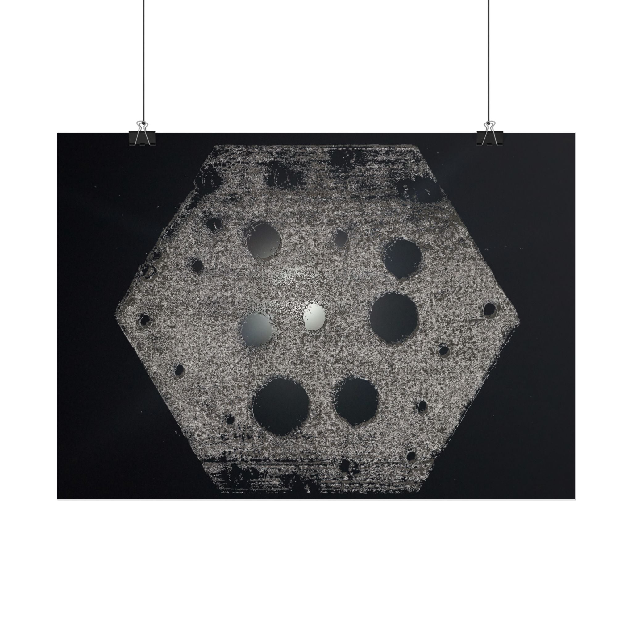 Abstract Hexagon Poster — Minimal Black & Gray Horizontal Wall Art