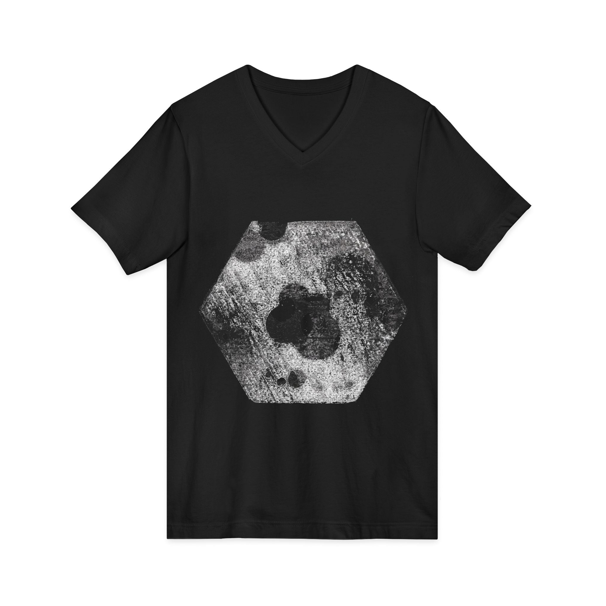 Hex Moon Graphic V-hals T-shirt Design Hex16 — Verweerde Space Cheese Vintage Astronomie V-hals T-shirt 