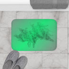 Abstract Green Wave Bath Mat — Textured Ripple Design