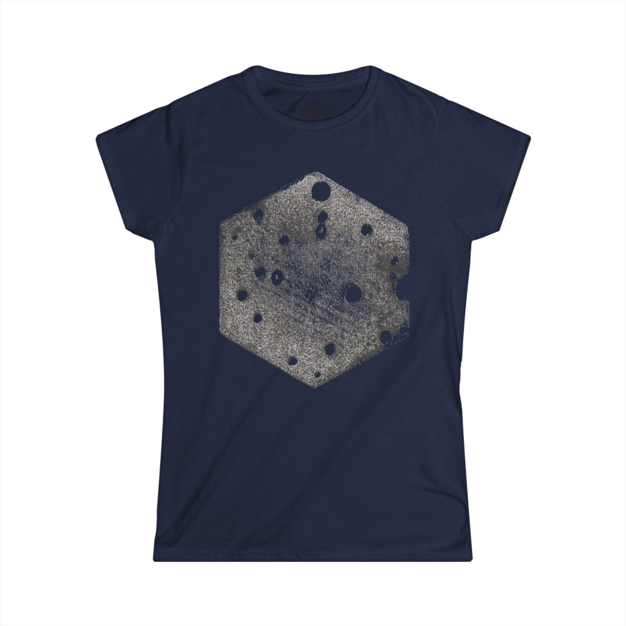 Dames T-shirt met Hexagon Galaxy-print — T-shirt met verweerde Space Dot-afbeelding 