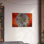 Abstract Hexagon Art Poster — Red Orange Matte Horizontal Print