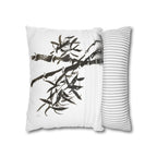 Bamboo Ink-Brush Square Pillowcase — Minimal Asian-Inspired Decorative Pillow Cover