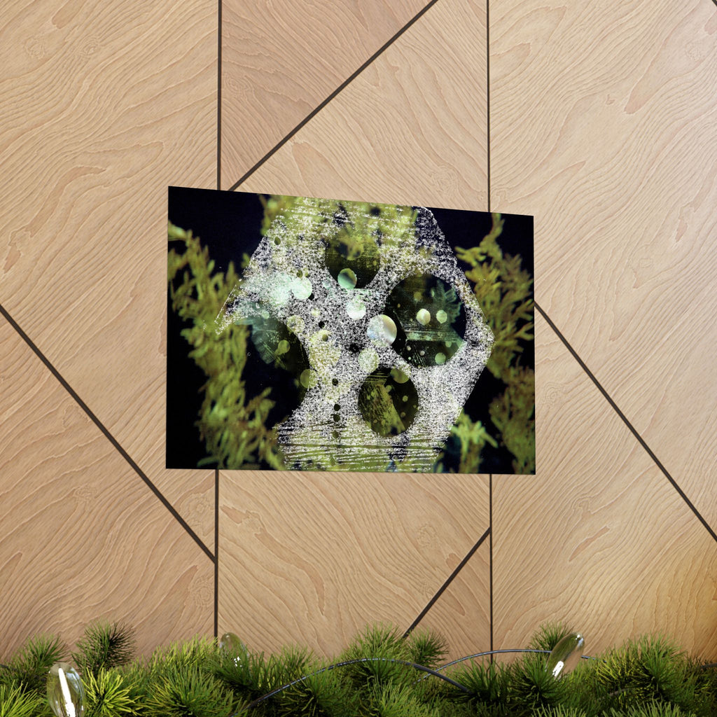 Abstracte poster met groen koraalrif, matte afwerking — Horizontale wanddecoratie geïnspireerd op de oceaan 