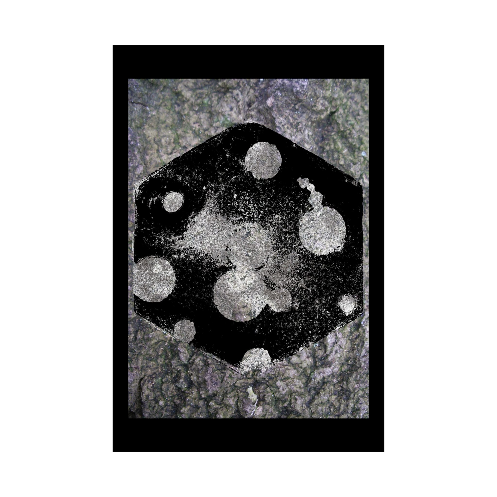 Abstract Black Dice Matte Vertical Poster — Grunge Monochrome Game Art