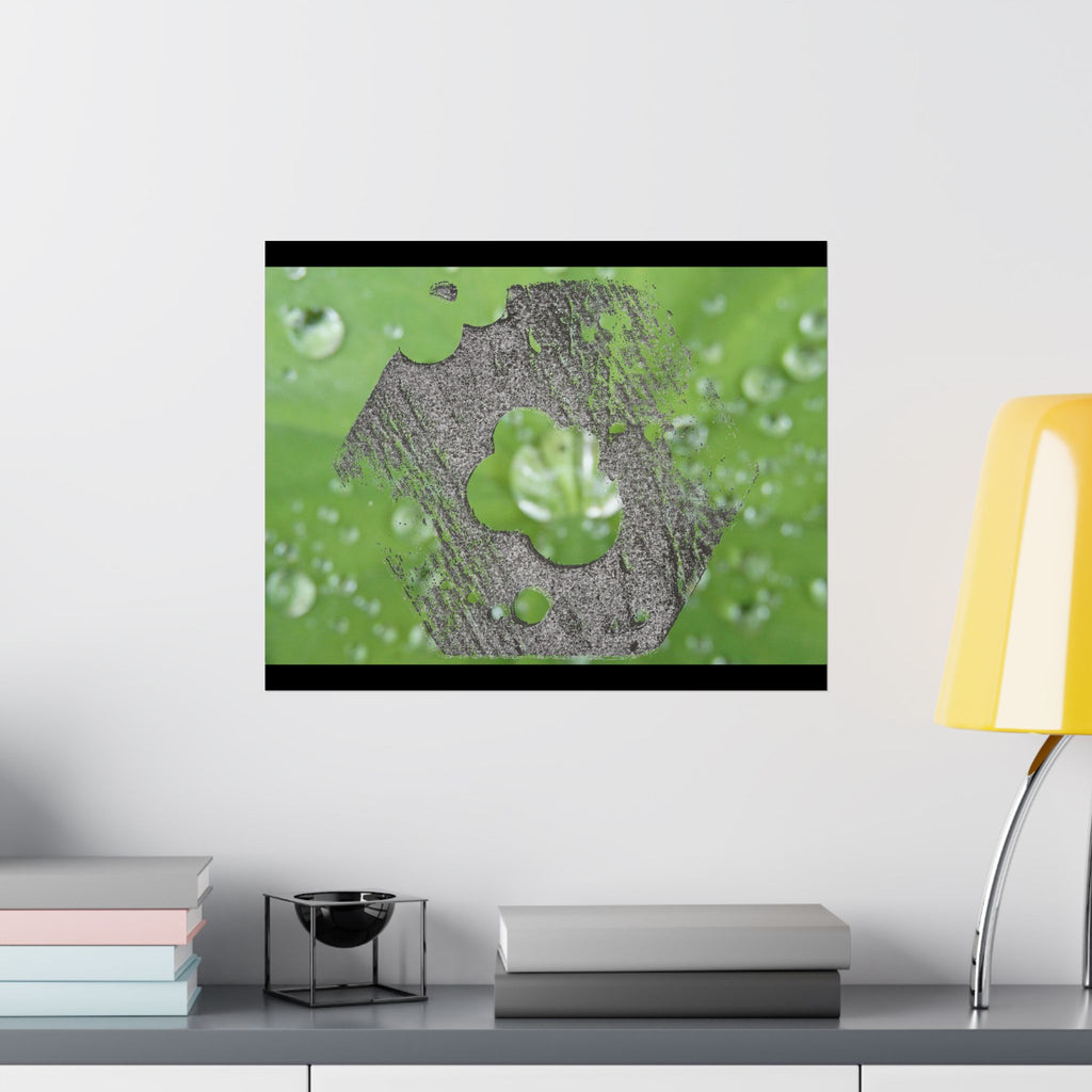 Dewy Leaf Macro Matte Horizontal Posters | Nature Water Droplet Wall Art