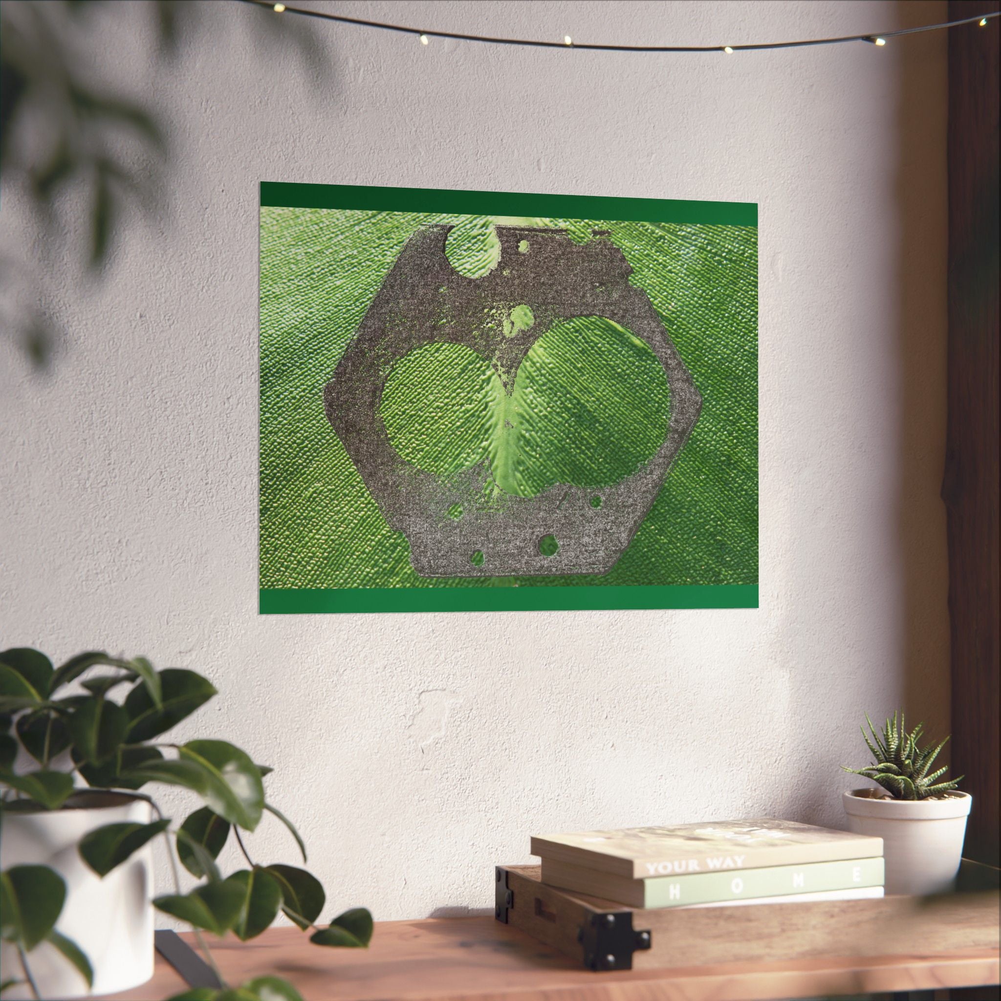 Groene abstracte cirkelkunst, matte horizontale poster | Moderne geometrische wanddecoratie 