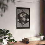 Abstracte zeshoekige maanposter op matte afwerking — Monochroom hemels wanddecoratie 
