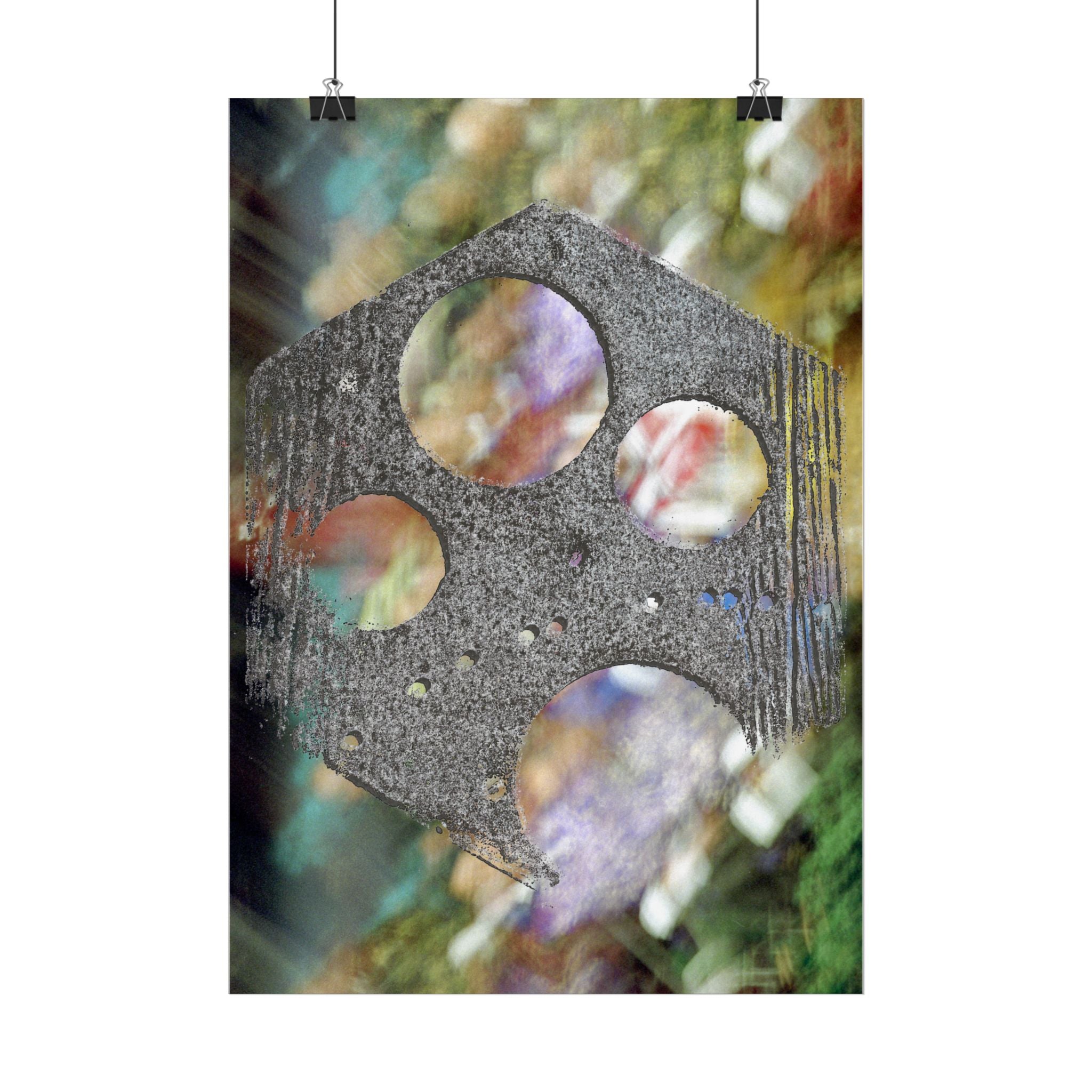 Abstracte geometrische gatenpatroon verticale poster | Industriële textuurkunst 