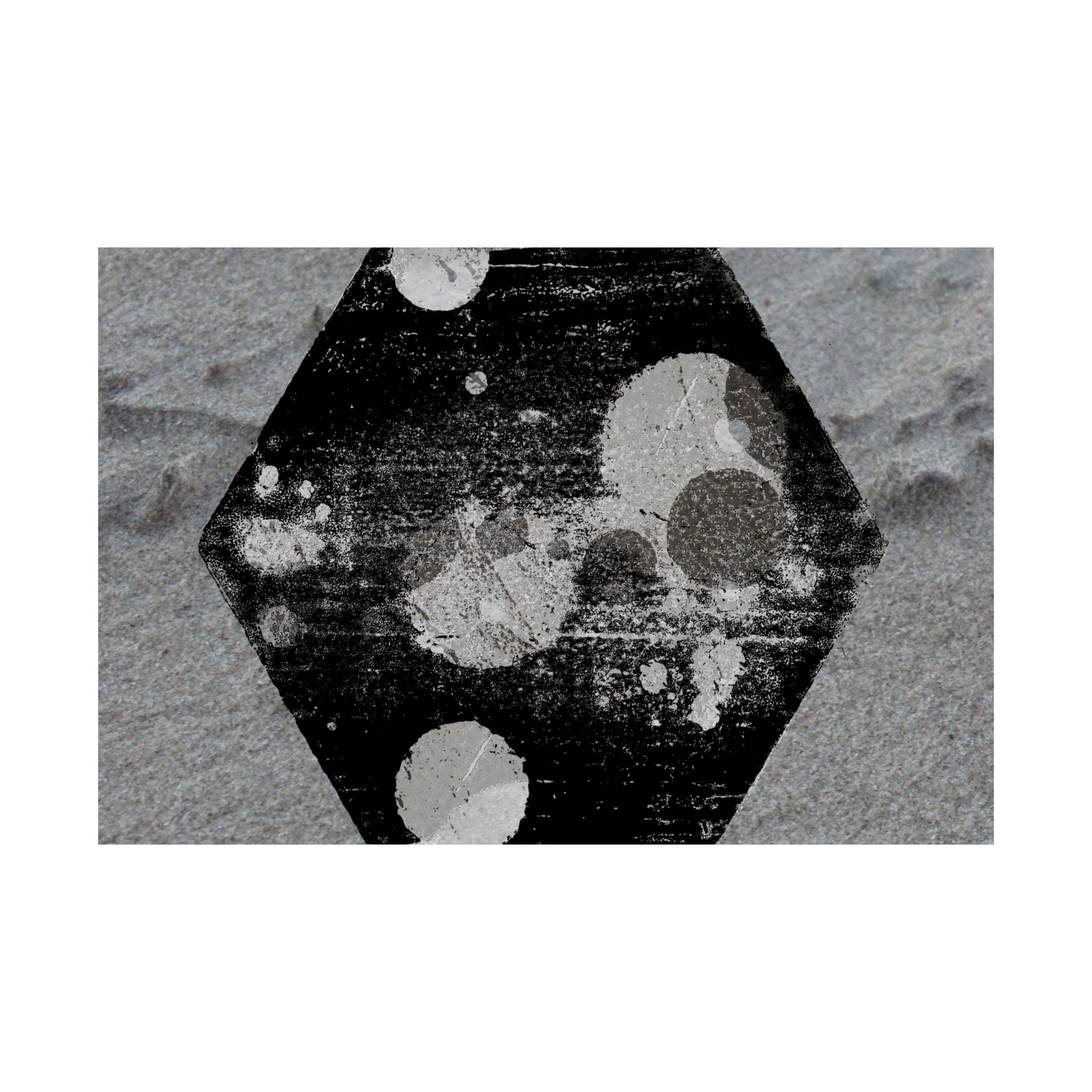 Matte Horizontal Poster — Grunge Hexagon Moonprint (Black & Gray Abstract)