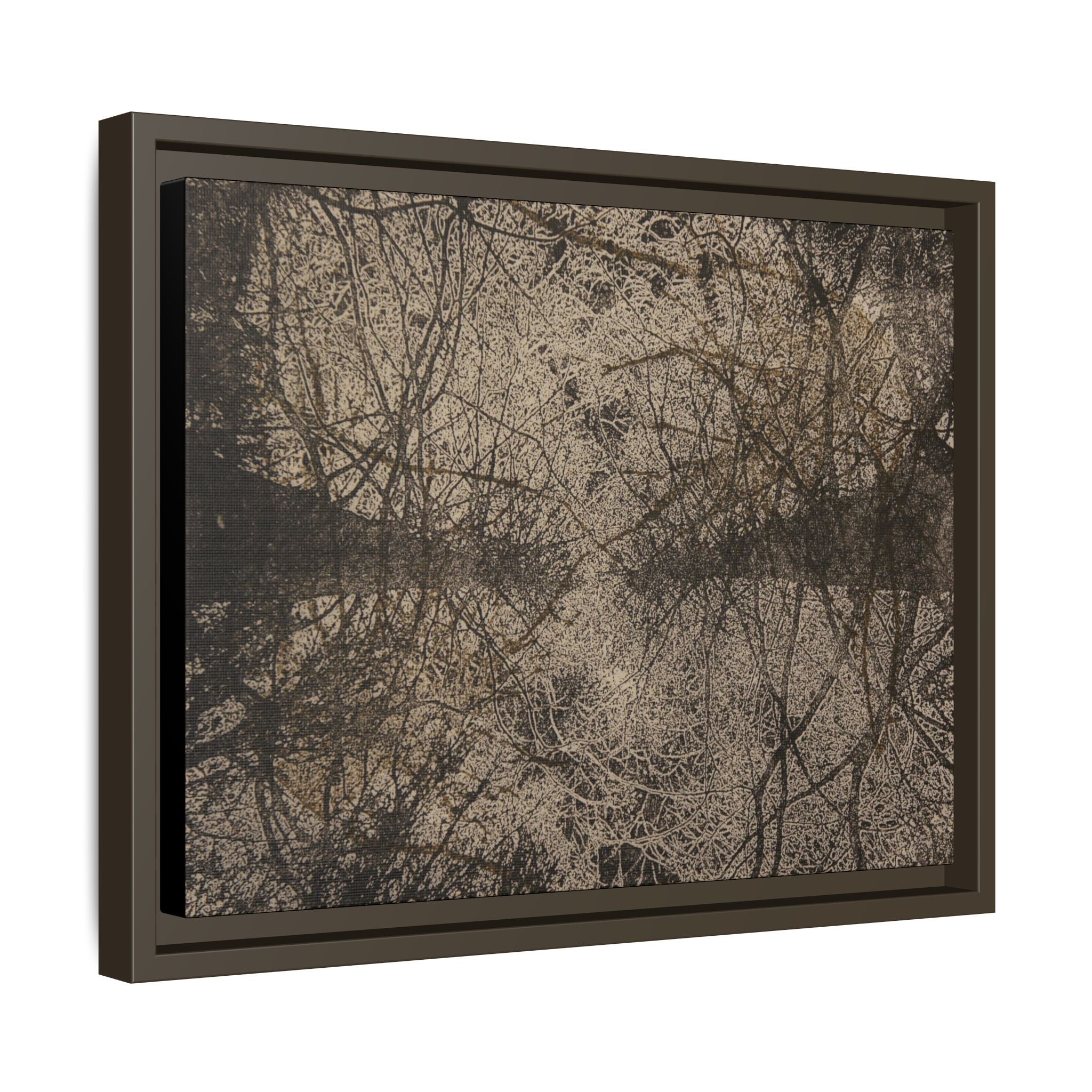 Framed Matte Canvas Art, no 12 — Twin Tree Wood-Carving Reproduction (Black & Sunbleached)