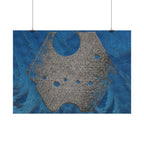 Abstracte blauwe textuur met metallic geometrische vormen poster 