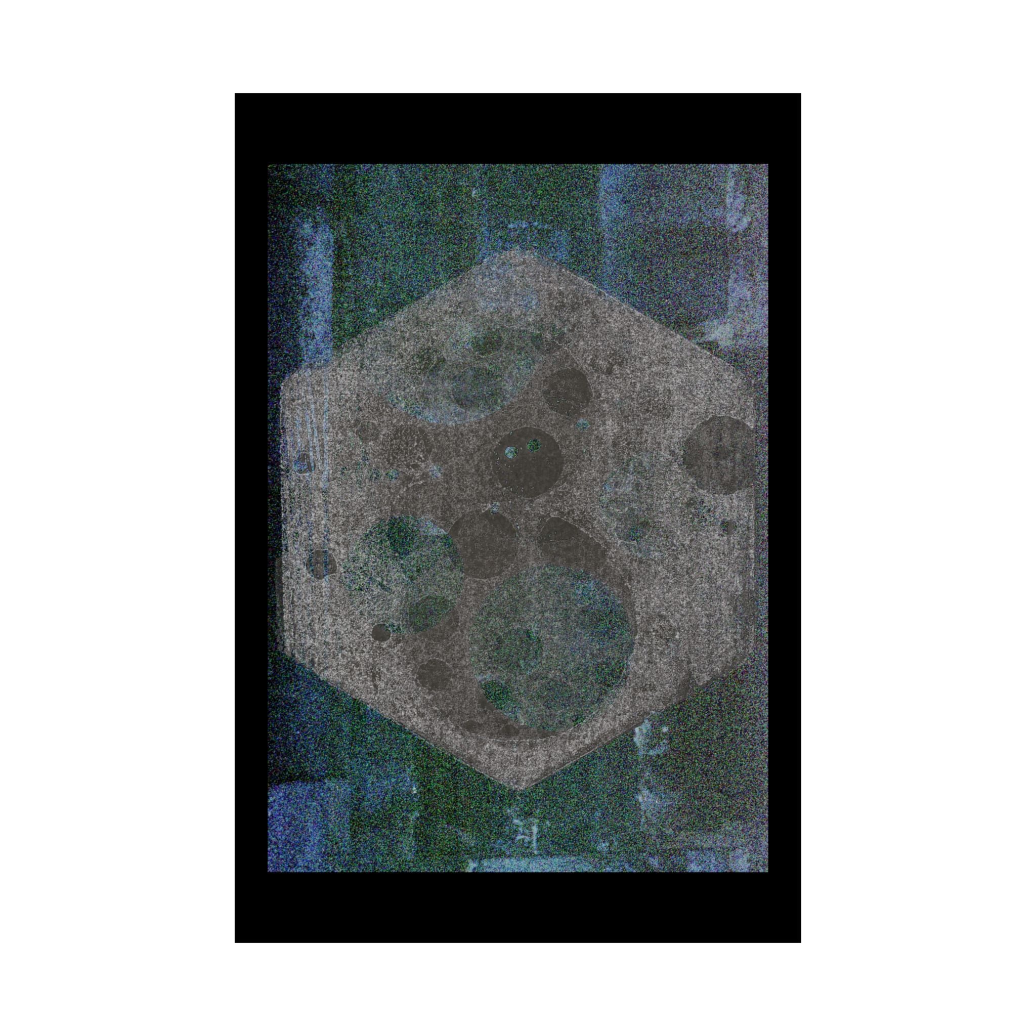 Abstract Hexagon Moon Matte Poster — Moody Blue-Green Wall Art