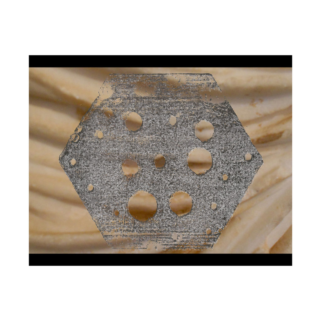 Abstracte zeshoekige uitgesneden matte horizontale poster — Neutrale beige textuur muurdecoratie 