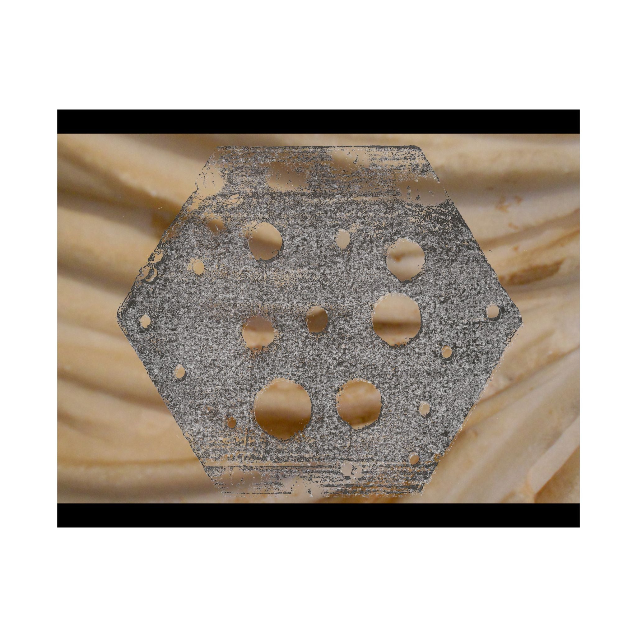 Abstracte zeshoekige uitgesneden matte horizontale poster — Neutrale beige textuur muurdecoratie 