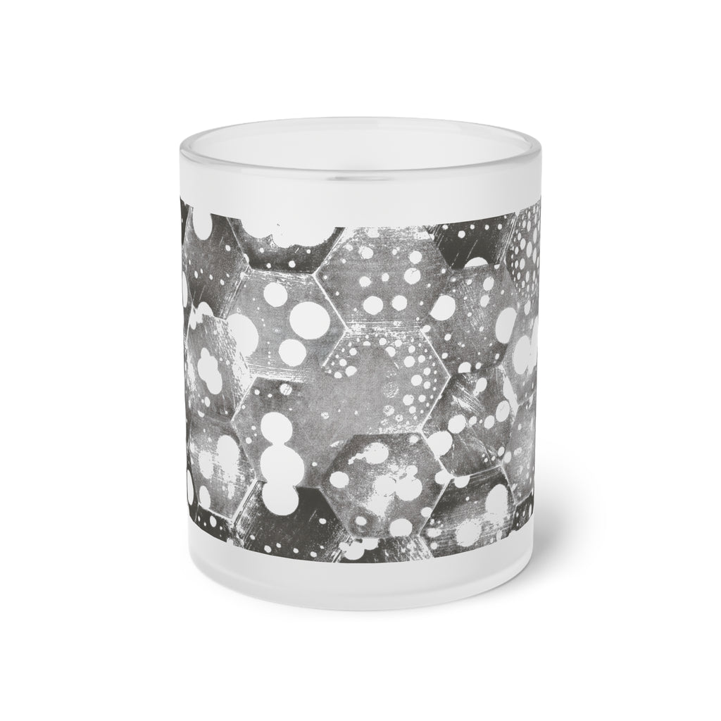 Mok van mat glas — Beker met abstract monochroom sneeuwvlokkenpatroon 