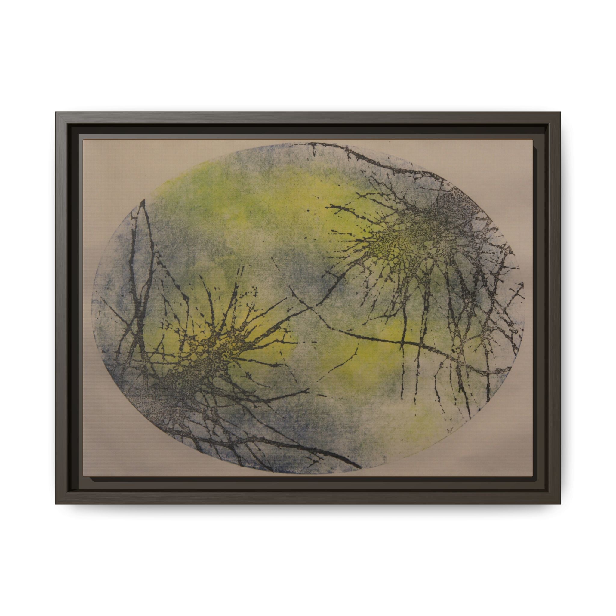 Framed Matte Canvas Art, no 23 — Twin Tree Wood-Carving Reproduction (Black, Graphite Shimmer & Vintage Gold)