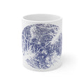 Tree Rings Ceramic Mug — Blue Forest Silhouette Cup