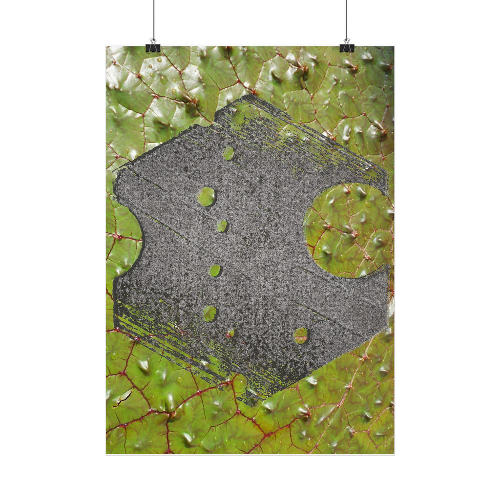 Abstract Geometric Hexagon Poster Vertical | Green Leaf Texture