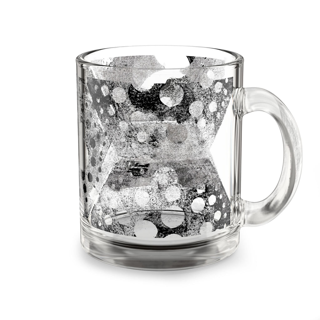 Abstract Black & White Glass Mug – 10oz Modern Ink Splash Design