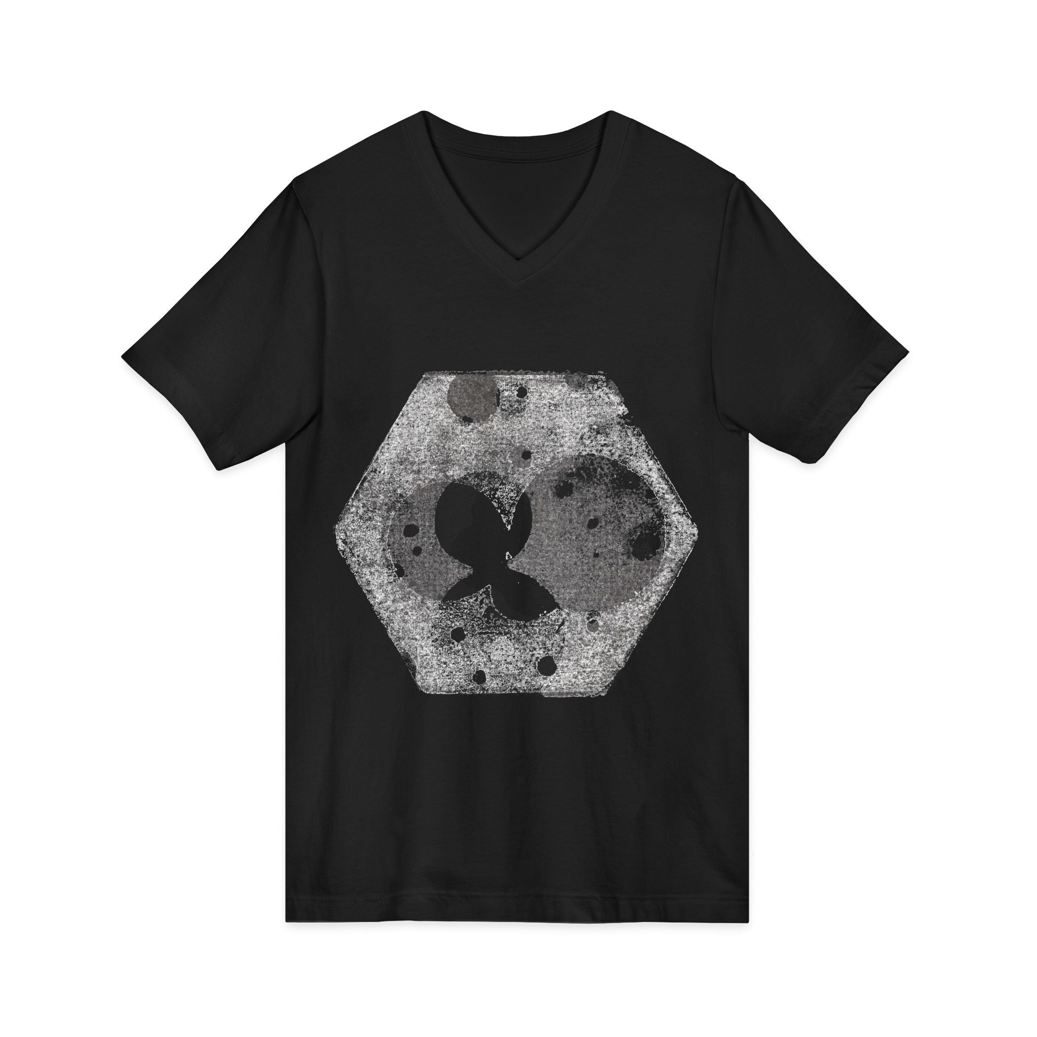 Hex Moon Graphic V-hals T-shirt Design Hex18 — Verweerde Space Cheese Vintage Astronomie V-hals T-shirt 
