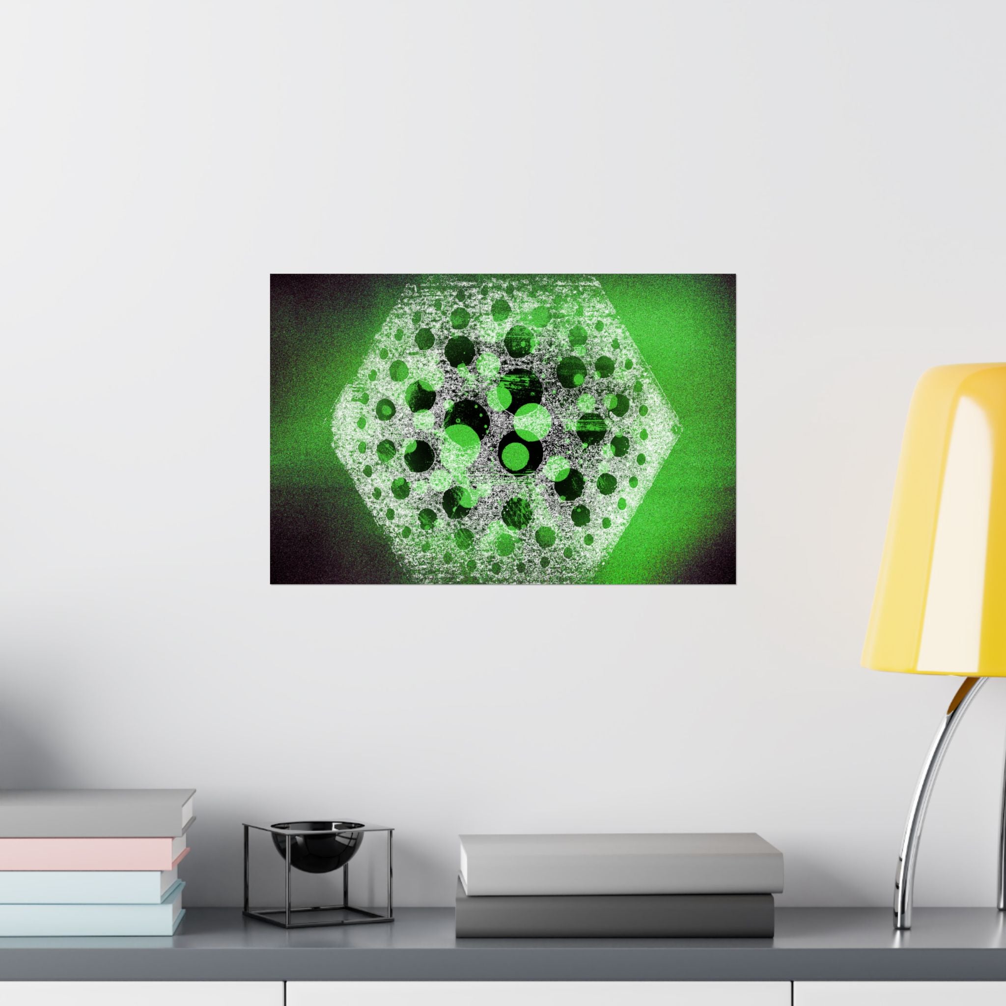 Abstract Hexagon Green Poster – Matte Horizontal Wall Art
