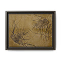 Ingelijste matte canvas kunst, nr. 02 — Reproductie van een houtsnijwerk van Twin Tree (zwart en okerbruin) 