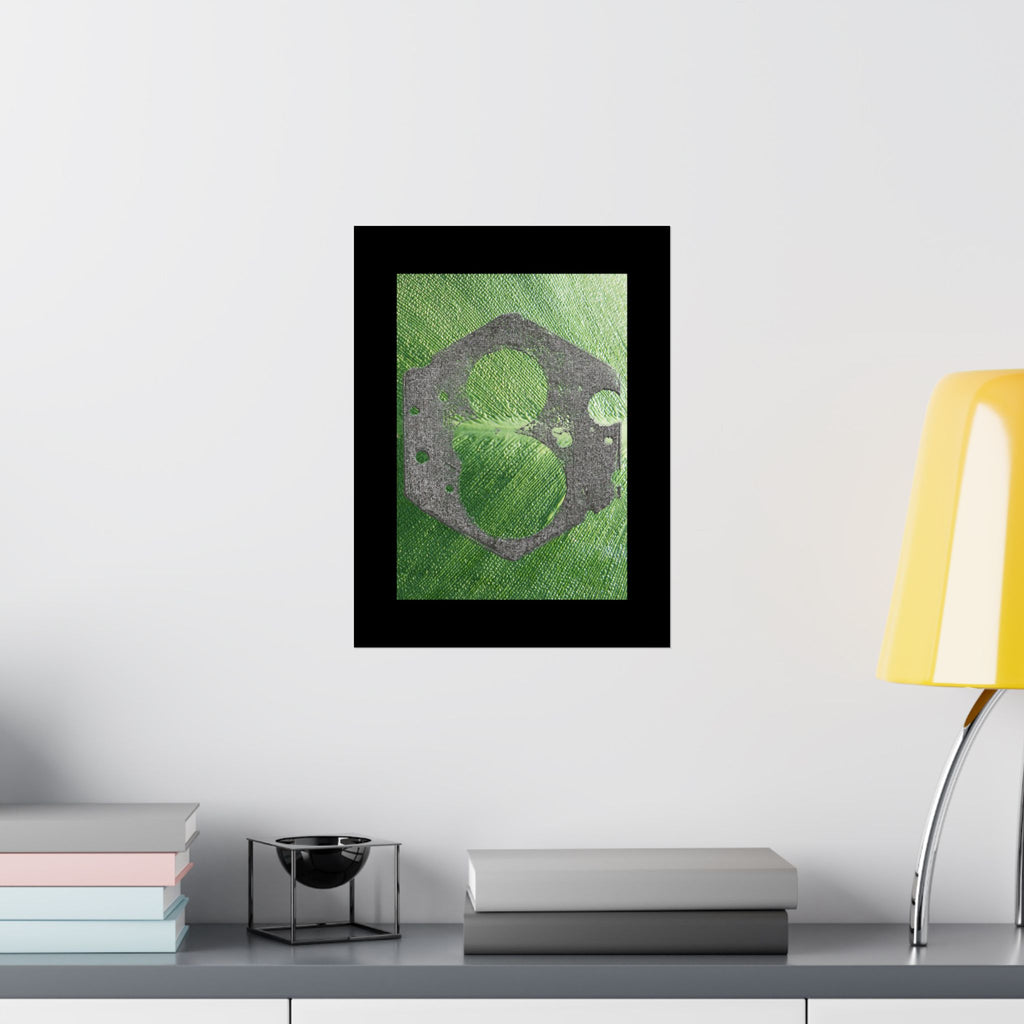 Industrial Gear Art Matte Vertical Posters | Green Textured Abstract