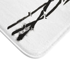 Zen Bamboo Bath Mat — Minimal Black Ink Sumi-e Design