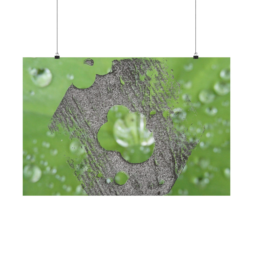 Dewy Leaf Macro Matte Horizontal Posters | Nature Water Droplet Wall Art