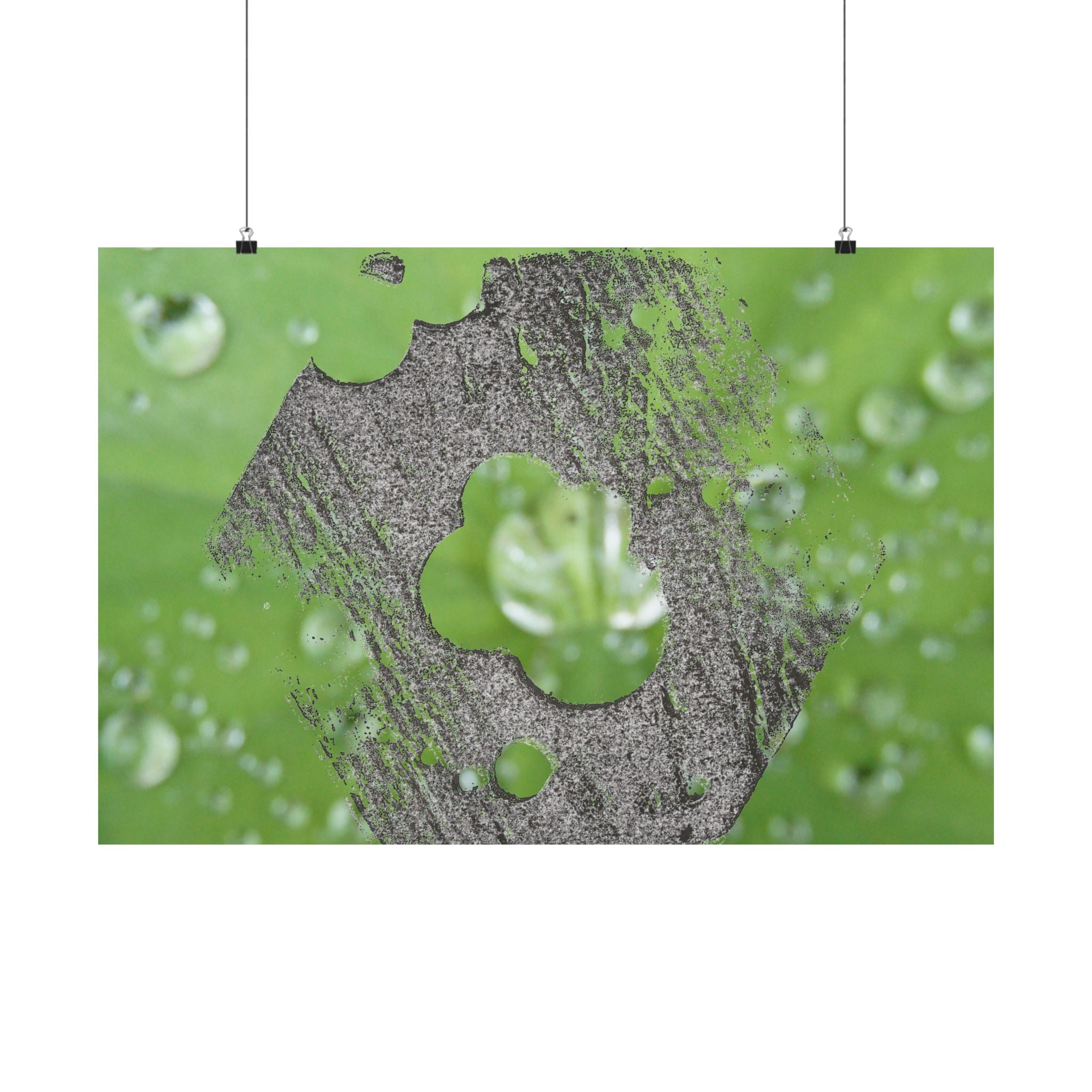 Macroposters met dauwdruppels van bladeren, mat en horizontaal | Muurdecoratie met waterdruppels in de natuur 