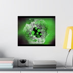 Abstract Neon Green Geometric Matte Poster — Modern Sci‑Fi Wall Art
