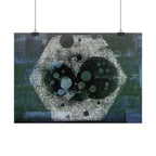 Abstract Hexagon Galaxy Poster — Blue Green Modern Wall Art
