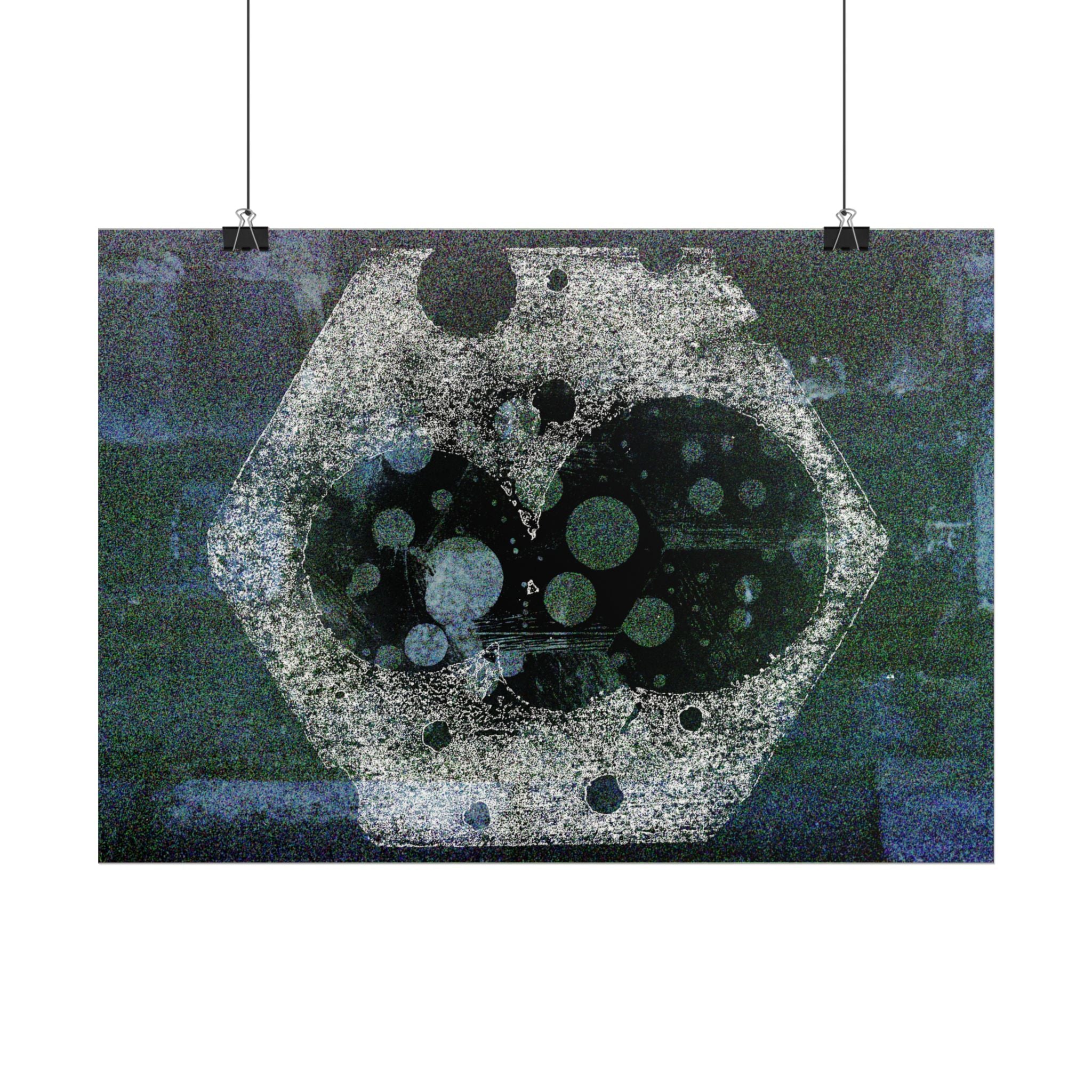 Abstract Hexagon Galaxy Poster — Blue Green Modern Wall Art