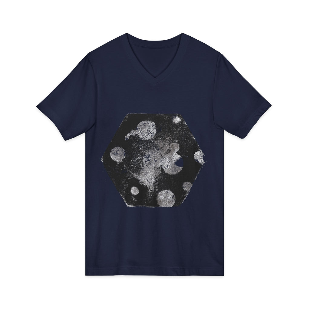 Hex Moon Graphic V-Neck Tee Design Hex20 — Distressed Space Cheese Vintage Astronomy V-Neck T-Shirt