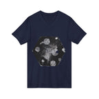Hex Moon Graphic V-Neck Tee Design Hex20 — Distressed Space Cheese Vintage Astronomy V-Neck T-Shirt
