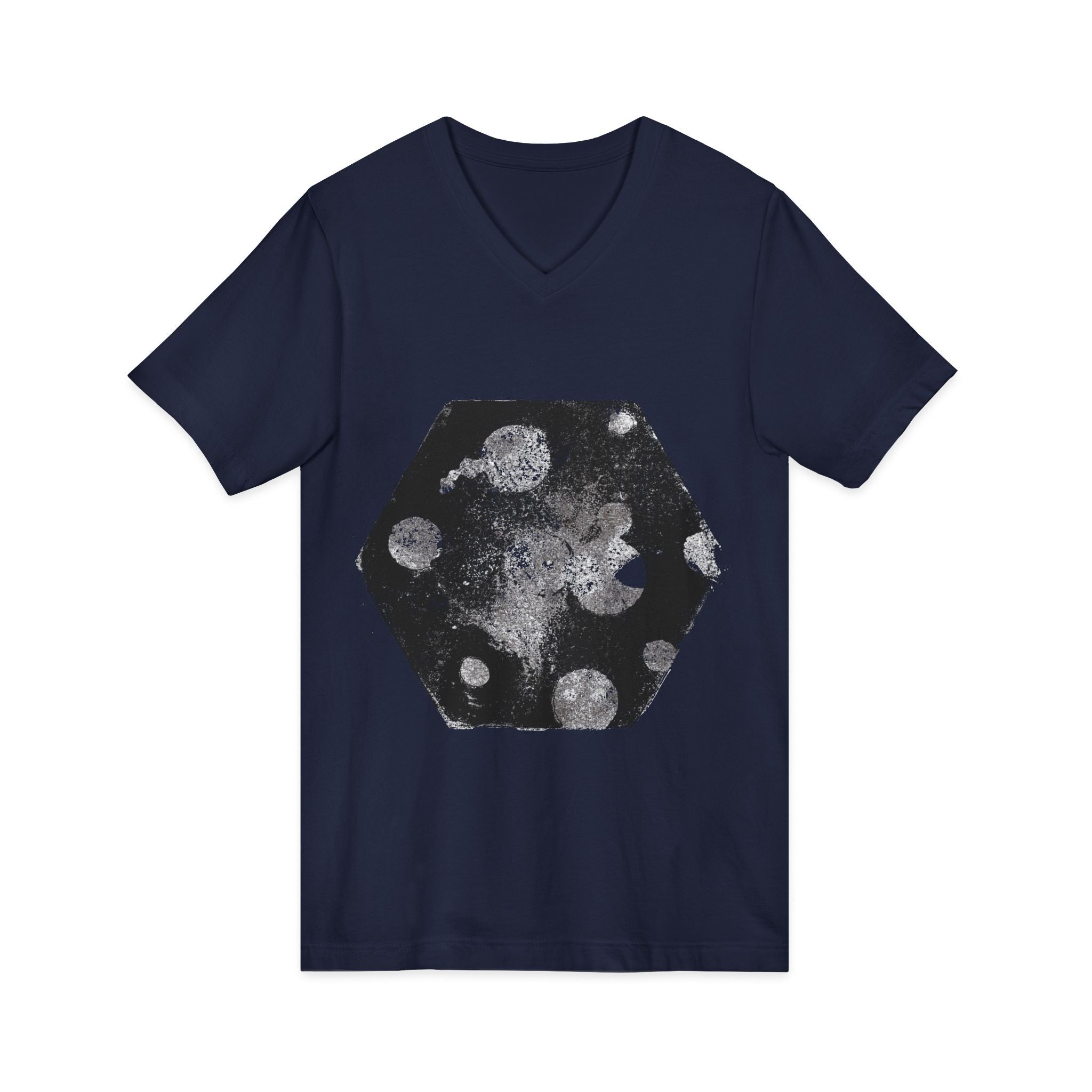 Hex Moon Graphic V-hals T-shirt Design Hex20 — Verweerde Space Cheese Vintage Astronomie V-hals T-shirt 