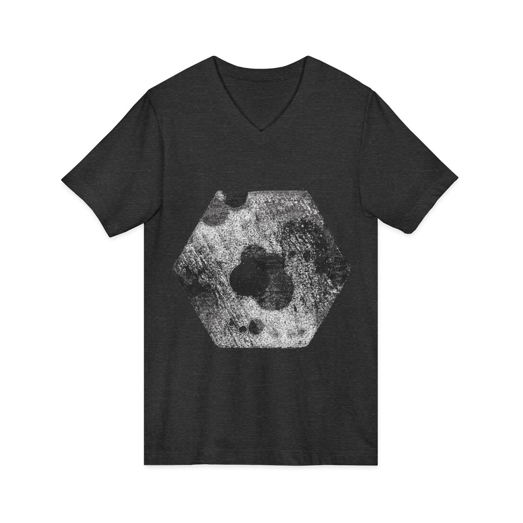 Hex Moon Graphic V-Neck Tee Design Hex16 — Distressed Space Cheese Vintage Astronomy V-Neck T-Shirt