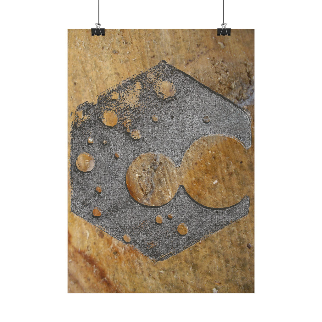 Poster met roestige zeshoekige stencil | Verticale poster | Industriële abstracte muurdecoratie 