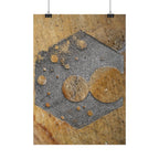 Poster met roestige zeshoekige stencil | Verticale poster | Industriële abstracte muurdecoratie 