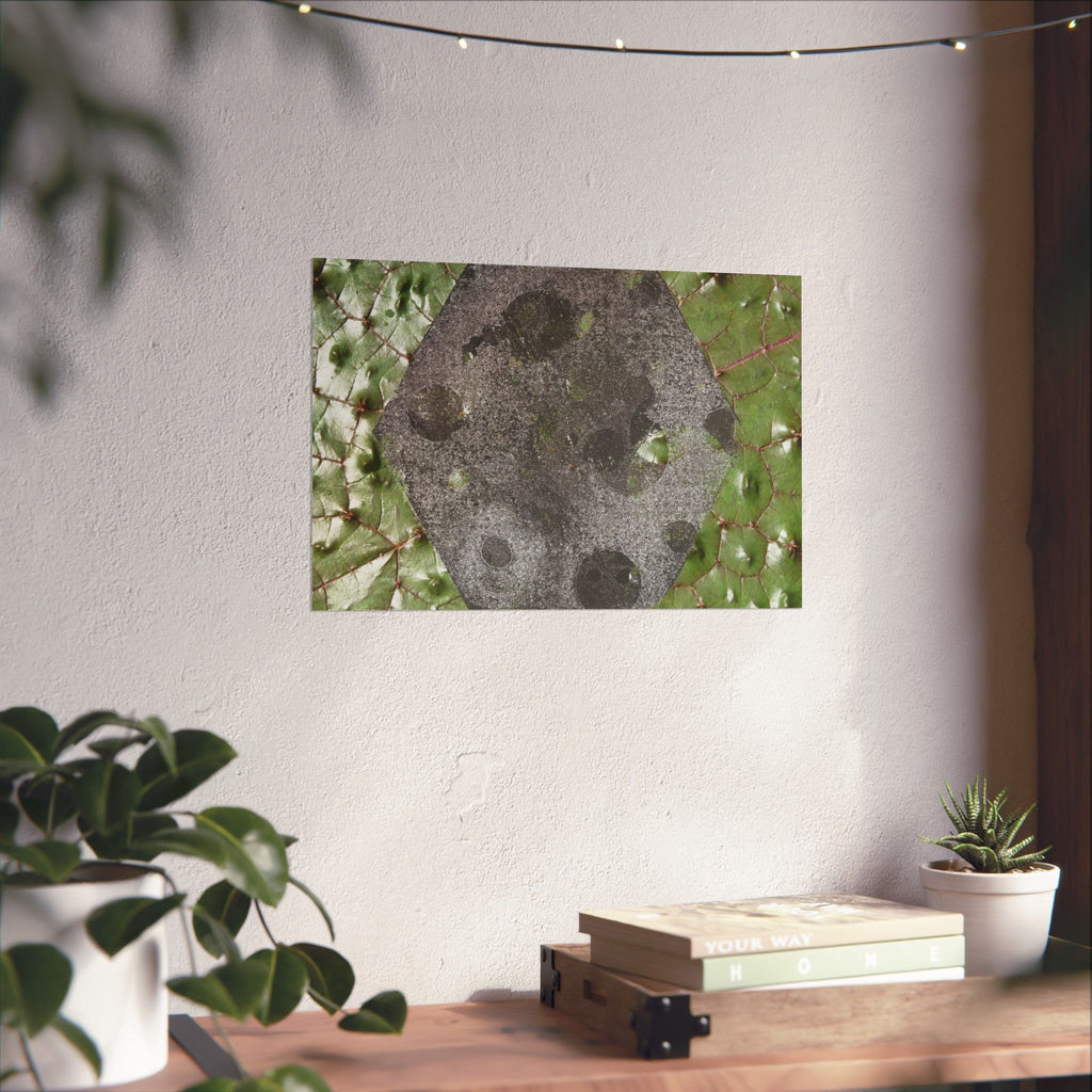 Botanical Hex Abstract Matte Poster — Green Leaf Texture Horizontal Wall Art