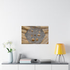 Abstracte zeshoekige uitgesneden matte horizontale poster — Neutrale beige textuur muurdecoratie 