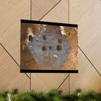 Abstracte roestkleurige zeshoekige matte horizontale poster — Industriële wanddecoratie voor thuis, kantoor en loft. 