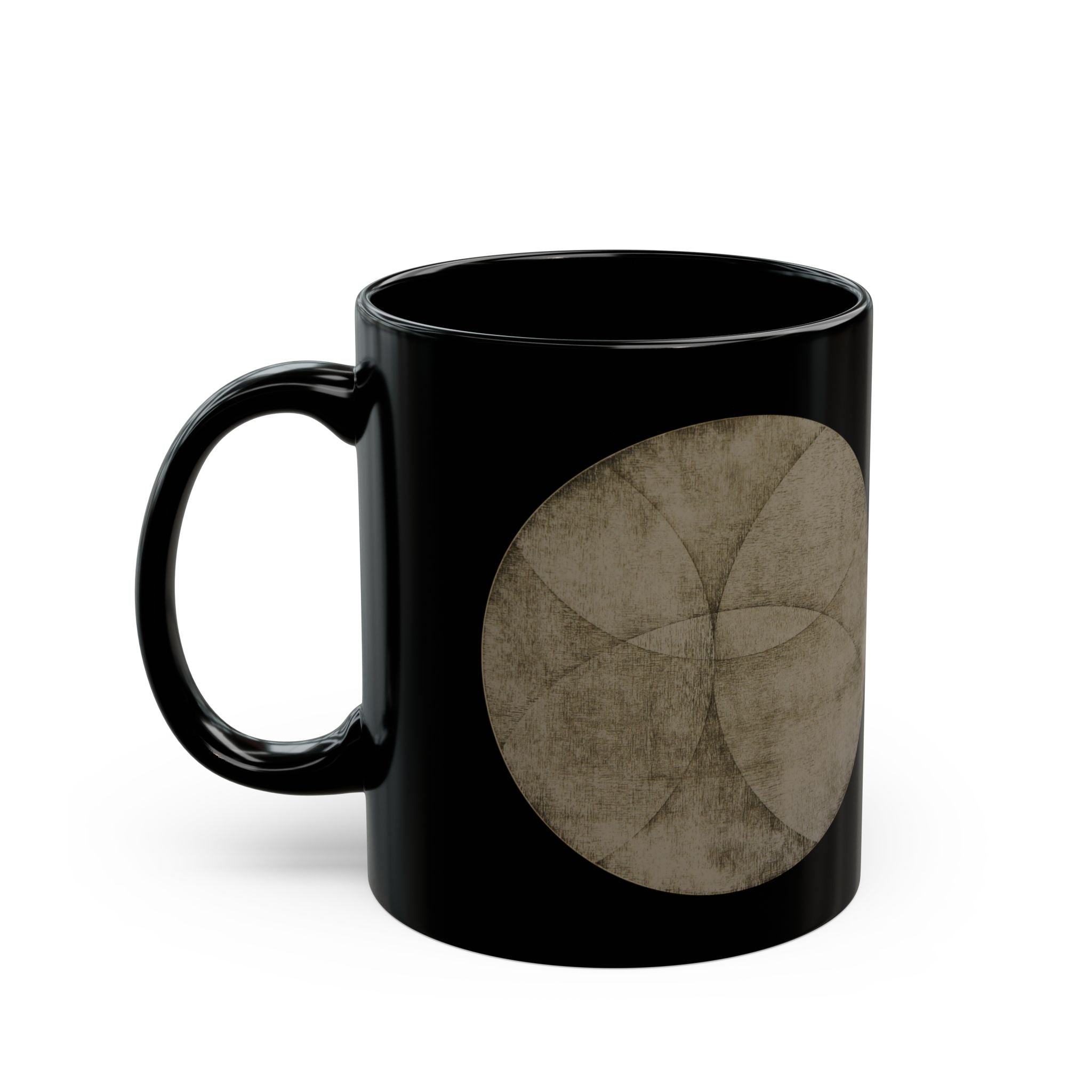 Minimal Moon Phases Black Mug — Vintage Lunar Circle 3dl/4.4dl