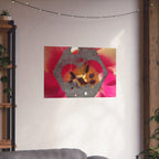 Abstract Floral Geometry Matte Horizontal Poster | Pink Bloom, Hex Cutout