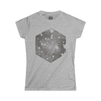 Dames T-shirt met Hexagon Galaxy-print — T-shirt met verweerde Space Dot-afbeelding 