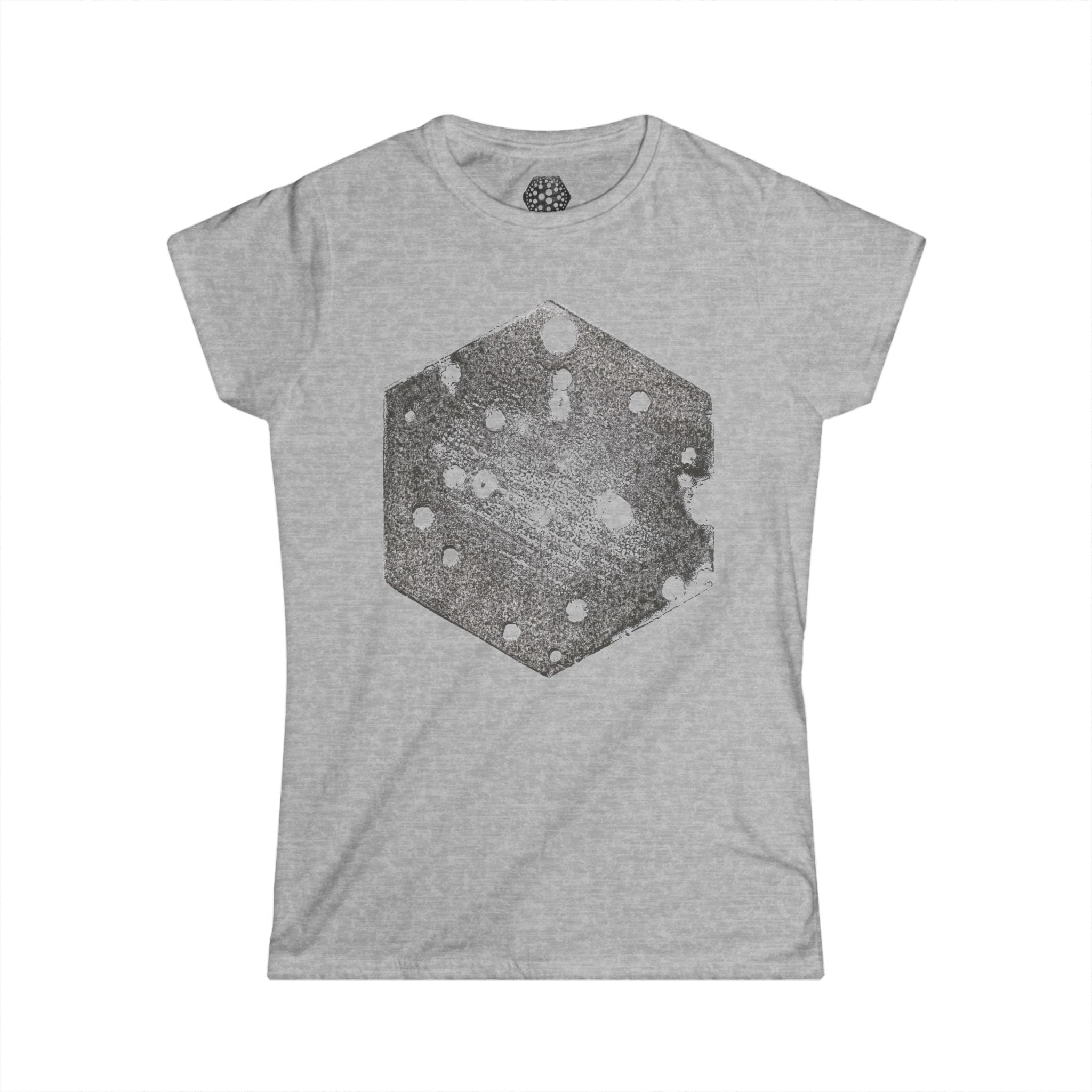 Dames T-shirt met Hexagon Galaxy-print — T-shirt met verweerde Space Dot-afbeelding 